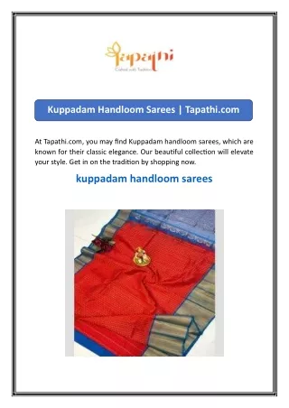 kuppadam handloom sarees tapathi com