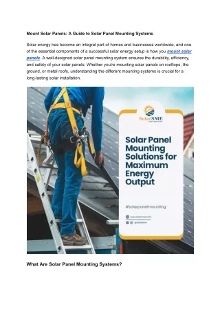 Mount Solar Panels_ A Guide to Solar Panel Mounting Systems