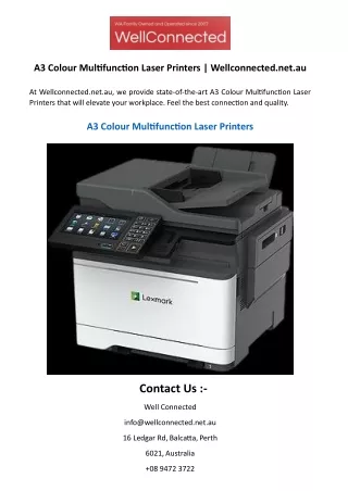 A3 Colour Multifunction Laser Printers  Wellconnected.net.au