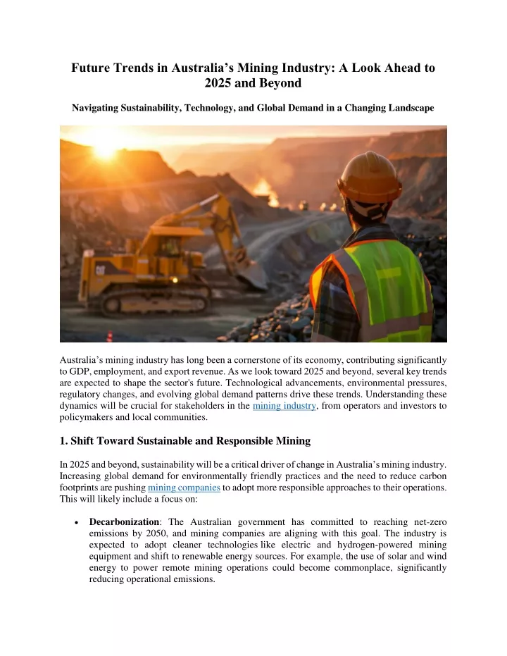 future trends in australia s mining industry