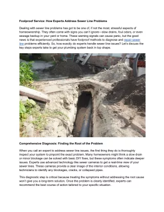 foolproof service how experts address sewer line