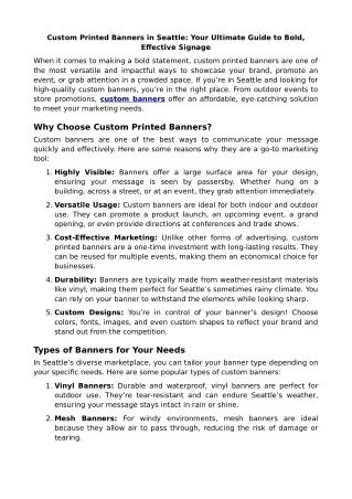 Custom Printed Banners in Seattle_ Your Ultimate Guide to Bold, Effective Signage