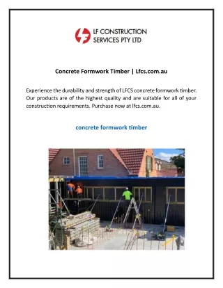 Concrete Formwork Timber Lfcs.com