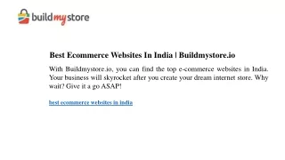 Best Ecommerce Websites In India Buildmystore.io