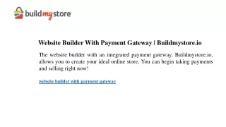 Website Builder With Payment Gateway Buildmystore.io