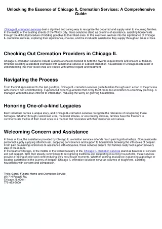 Opening the Significance of Chicago IL Cremation Providers: A Comprehensive Guide