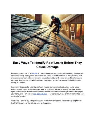 Easy Ways To Identify Roof Leaks Before They Cause Damage