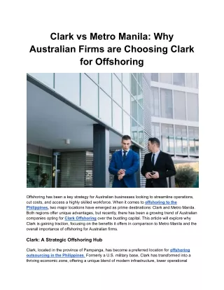 Clark vs Metro Manila_ Why Australian Firms are Choosing Clark for Offshoring