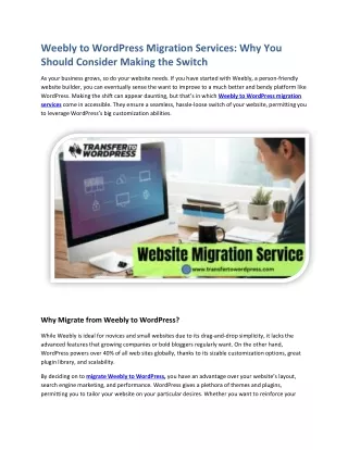 Weebly to WordPress Migration Services Why You Should Consider Making the Switch