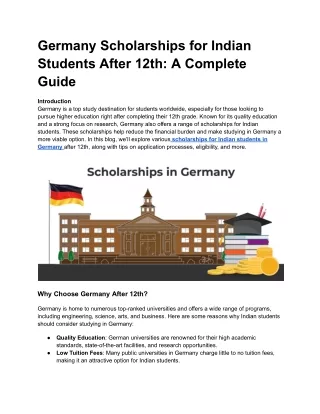 Germany Scholarships for Indian Students After 12th_ A Complete Guide