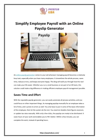 Simplify Employee Payroll with an Online Payslip Generator