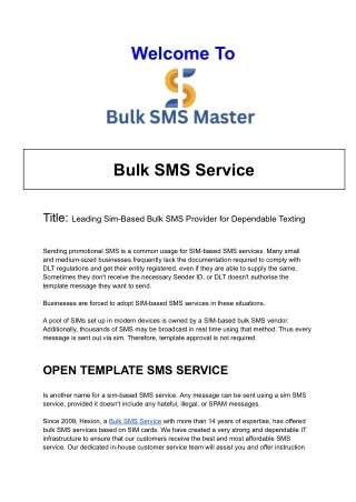 Leading Sim-Based Bulk SMS Provider for Dependable Texting