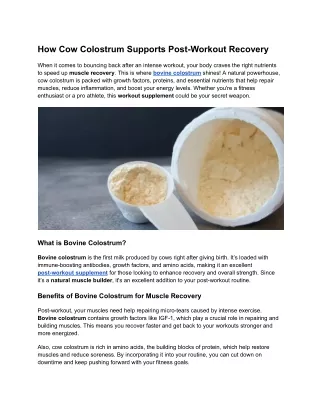 how cow colostrum supports post workout recovery