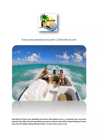 Punta cana speedboat excursión | Sofunrdtours.com