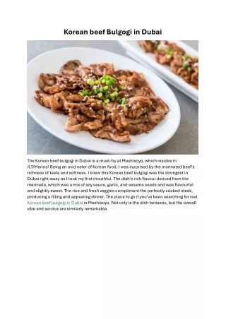 Korean beef Bulgogi in dubai