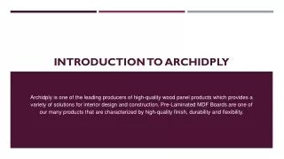 Introduction to Archidply