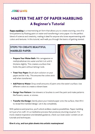 Learning the Art of Paper Marbling: A Beginner's Tutorial.