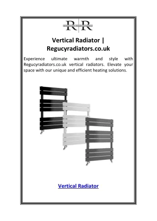 Vertical Radiator  Regucyradiators.co.uk