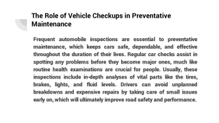 the role of vehicle checkups in preventative maintenance