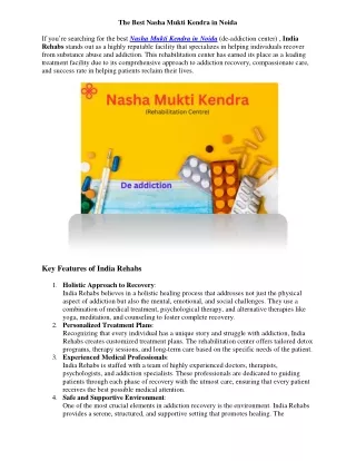 The Best Nasha Mukti Kendra in Noida