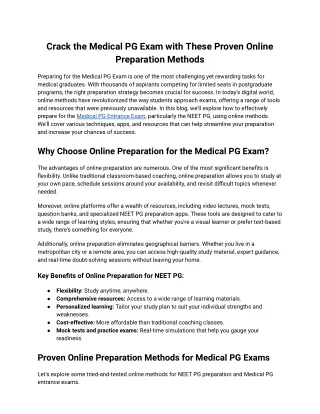 Crack the Medical PG Exam with These Proven Online Preparation Methods