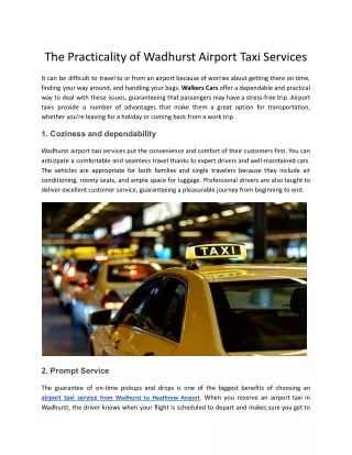 The Practicality of Wadhurst Airport Taxi Services