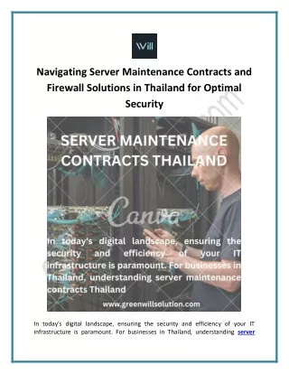 Navigating Server Maintenance Contracts and Firewall Solutions in Thailand for Optimal Security