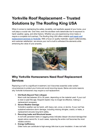 Yorkville Roof Replacement – Trusted Solutions by The Roofing King USA