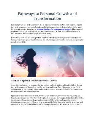 Pathways to Personal Growth and Transformation