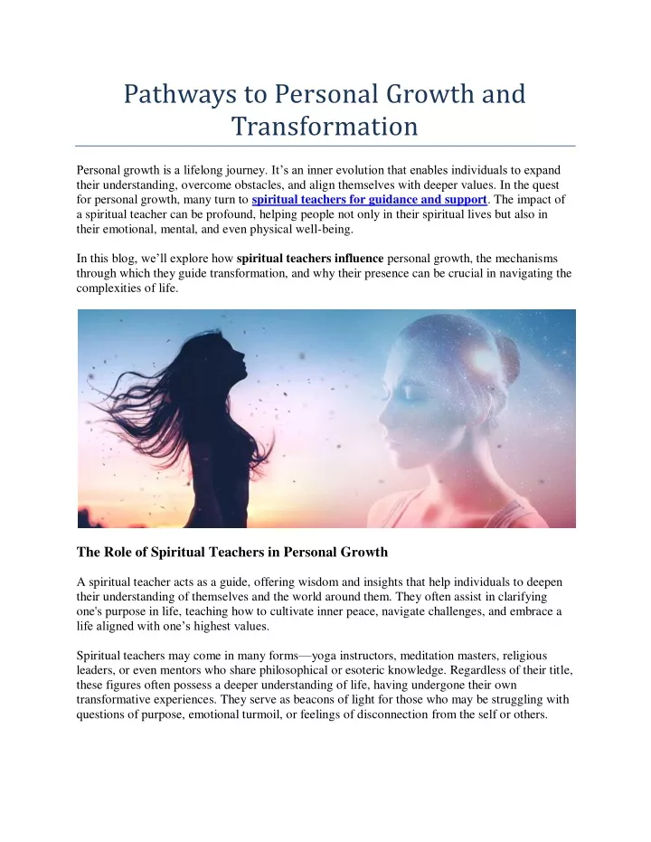 pathways to personal growth and transformation