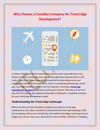 why choose a canadian company for travel