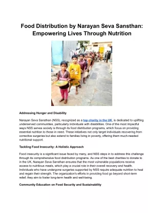 Food Distribution by Narayan Seva Sansthan_ Empowering Lives Through Nutrition