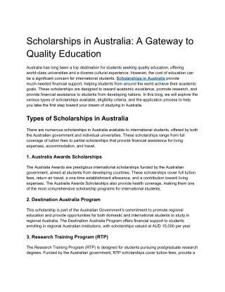 Unlock Your Future: Scholarships in Australia for International Students