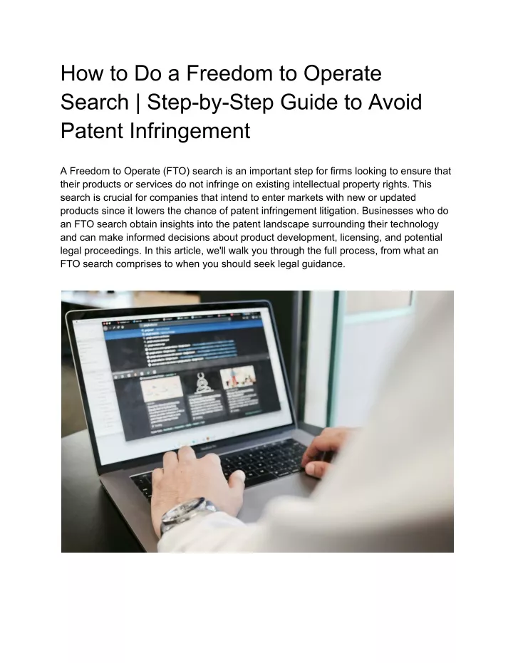 how to do a freedom to operate search step