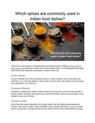 Which spices are commonly used in Indian food dishes