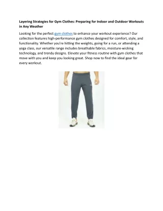 Layering Strategies for Gym Clothes