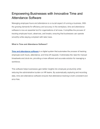 Empowering Businesses with Innovative Time and Attendance Software