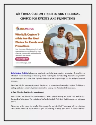 Why Bulk Custom T-shirts Are the Ideal Choice for Events and Promotions