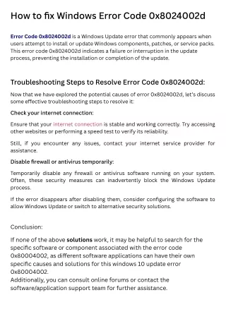 How to fix Windows Error Code 0x8024002d