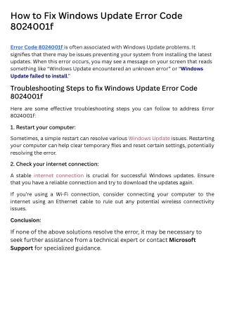 How to Fix Windows Update Error Code 8024001f