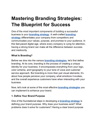 mastering branding strategies the blueprint