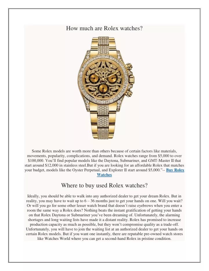 how much are rolex watches