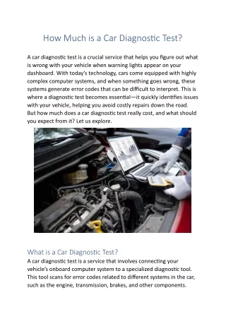 How Much is a Car Diagnostic Test