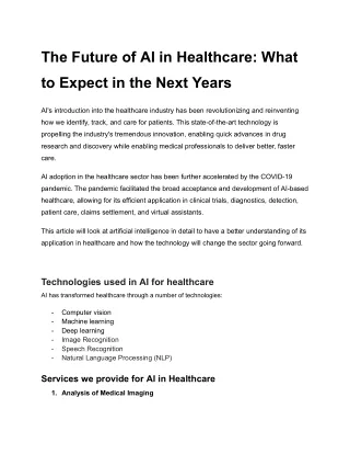 the future of ai in healthcare what