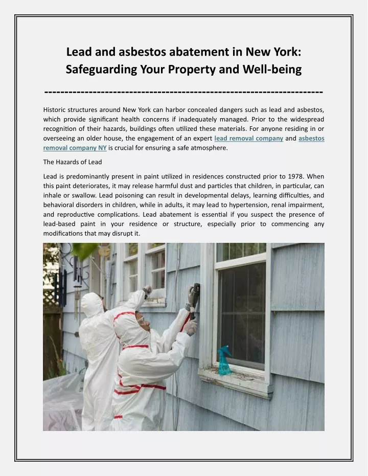 lead and asbestos abatement in new york