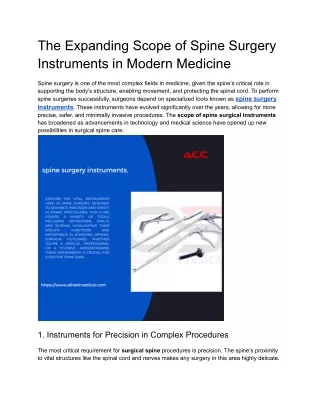 The Expanding Scope of Spine Surgery Instruments in Modern Medicine