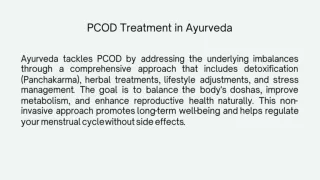 PCOD Treatment in Ayurveda