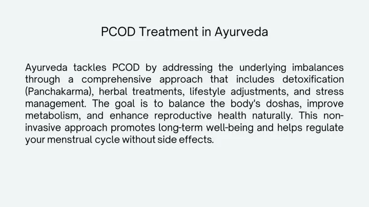 pcod treatment in ayurveda