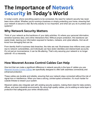the importance of network security in today