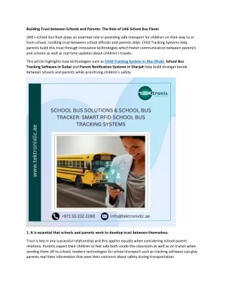 Building Trust Between Schools and Parents in UAE